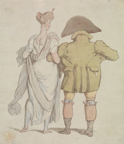 An Elderly Buck Walking with a Lady by Thomas Rowlandson